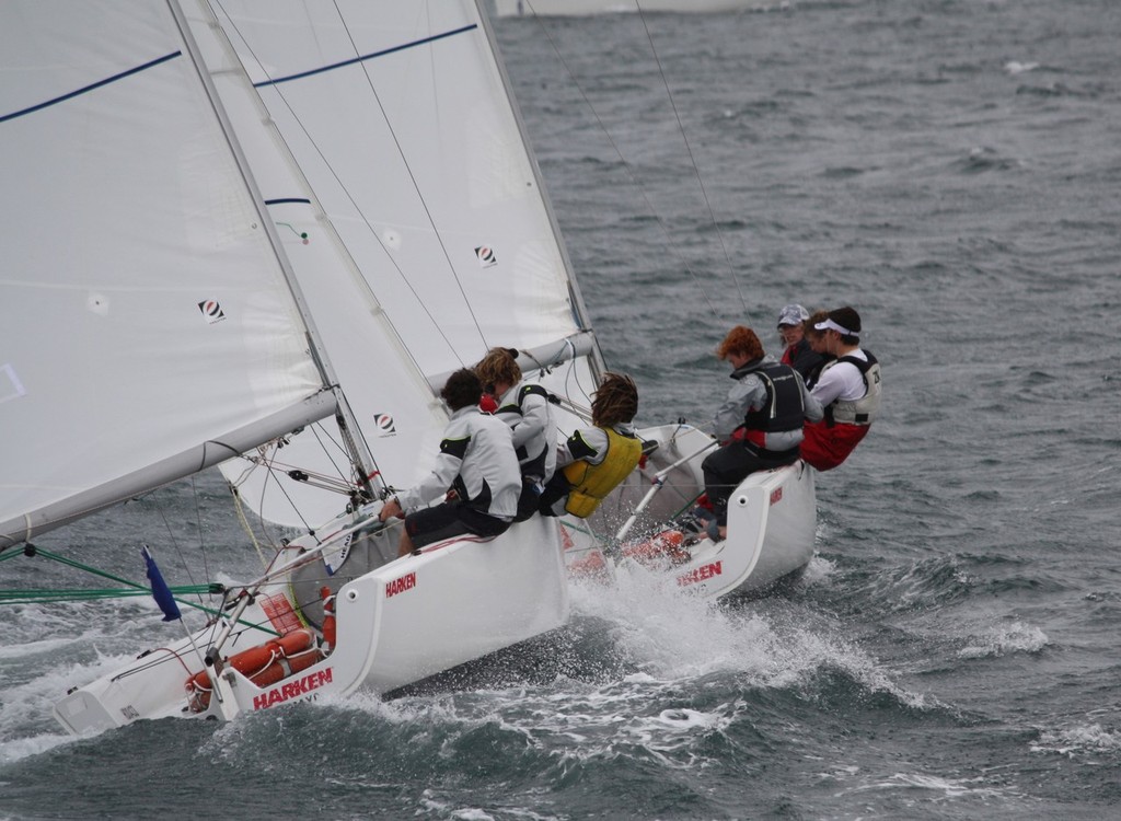 Reece & Griffin fighting for the advantage off the startline - 2010 Harken International Youth Match Racing Championships © Tom Spithill